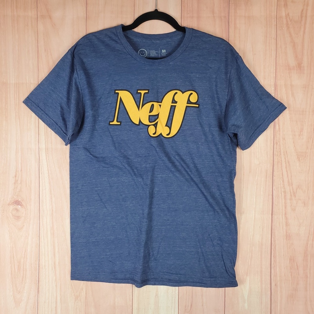 Neff T Shirt Mens Medium Heather Blue Cotton Spellout Graphic Logo Skateboard